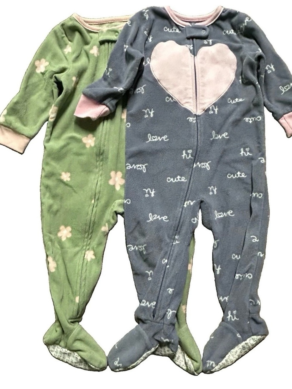 Baby Girl Fleece Footie Pajamas Size 9-12 Months